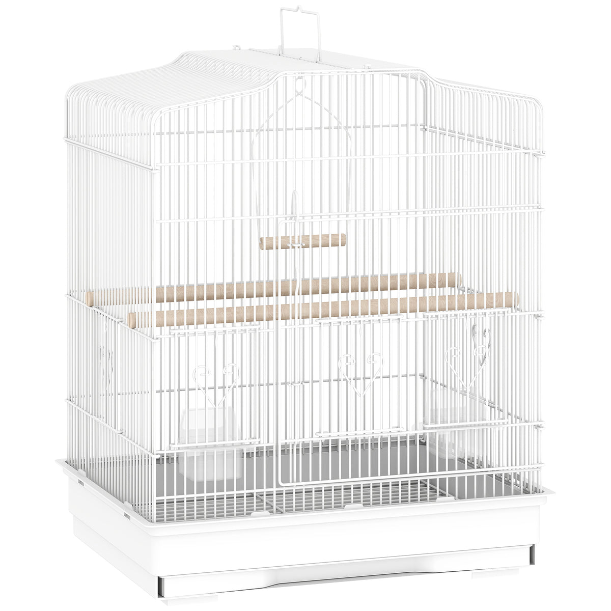 Vintage-style bird cage for small bird species, incl. accessories, 46.5 x 36 x 59 cm, steel, wood, white +
