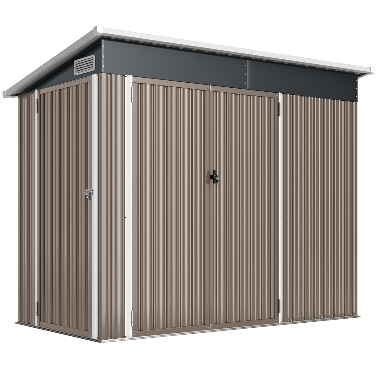 Metal tool shed 2.68 m², lockable garden shed with 3 doors, ventilation, pent roof, gloves
