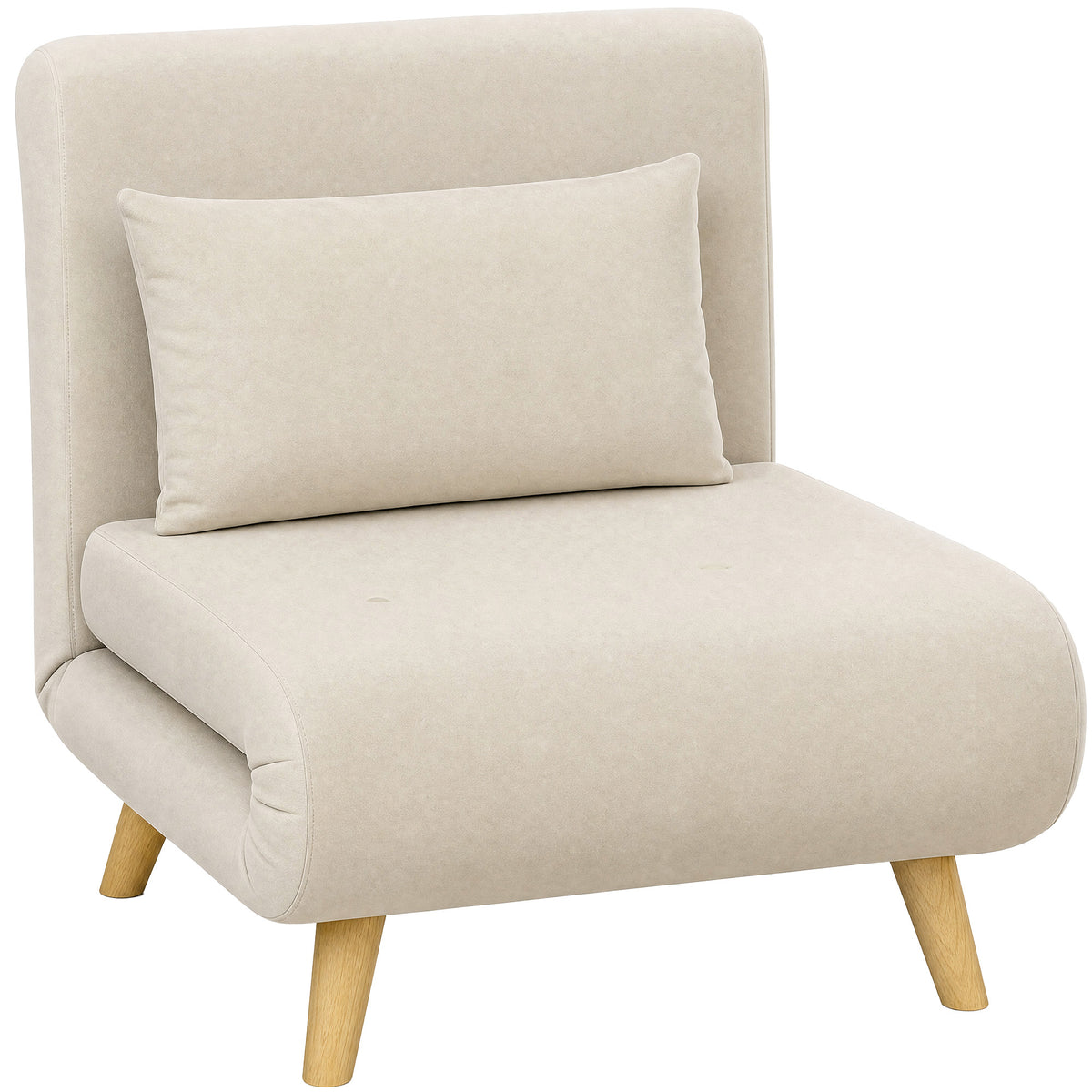 3-in-1 convertible chair bed, folding chair with sleeping function, adjustable click-clack backrest, beige