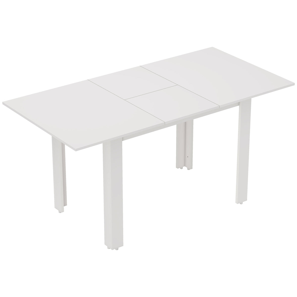Extendable dining table, 120-160 x 70 cm, adjustable kitchen table for 4-6 people, MDF, high-gloss white