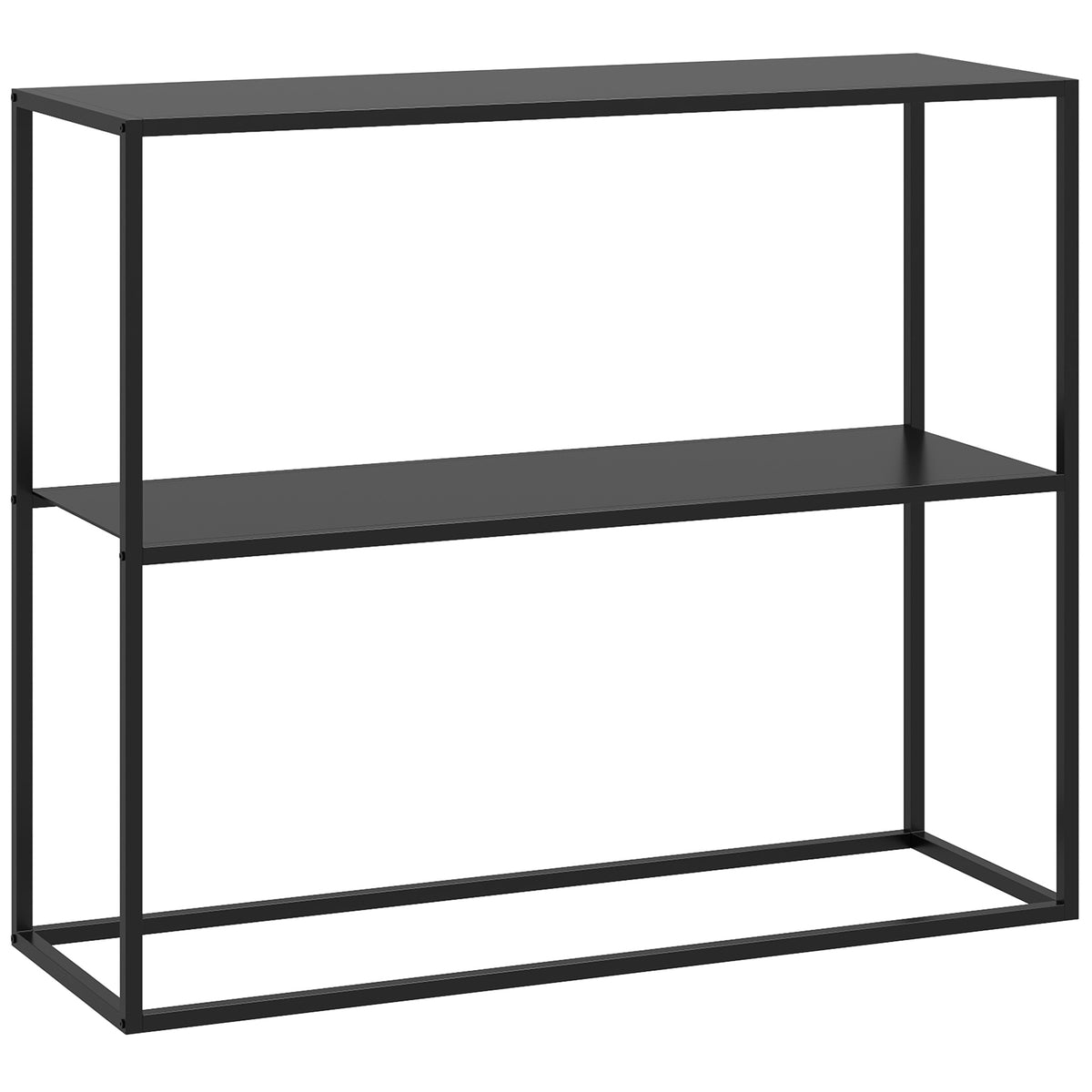 Console table, sideboard, 2 tiers, powder-coated steel, 90 x 30 x 75cm, black