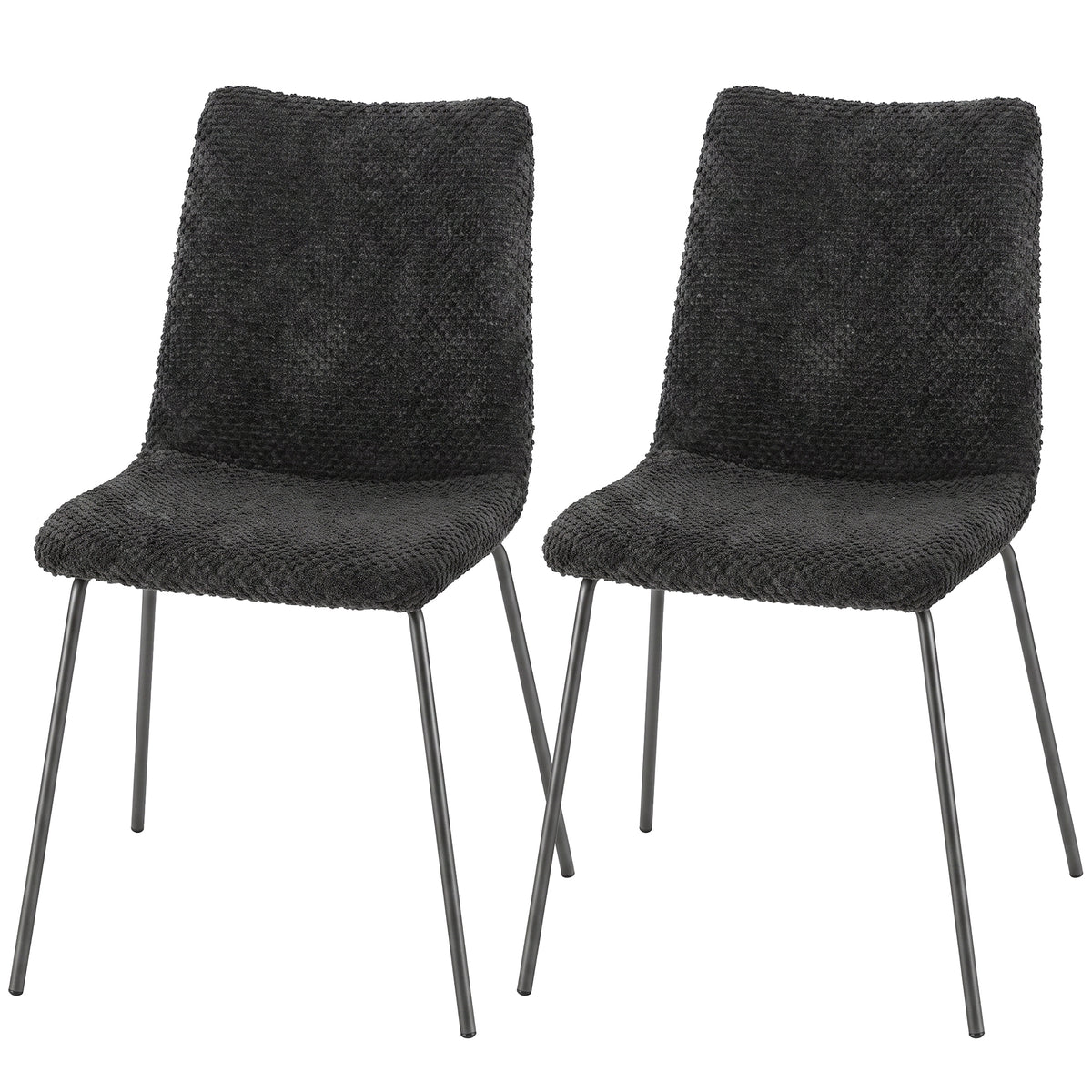 Dining chairs set of 2, kitchen chairs with velvet upholstery and metal legs, dark gray