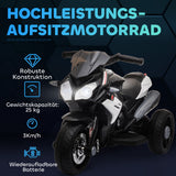 Electric ride-on motorcycle for kids, lights & sounds, 3 km/h, rechargeable, plastic & metal, black/white (5)