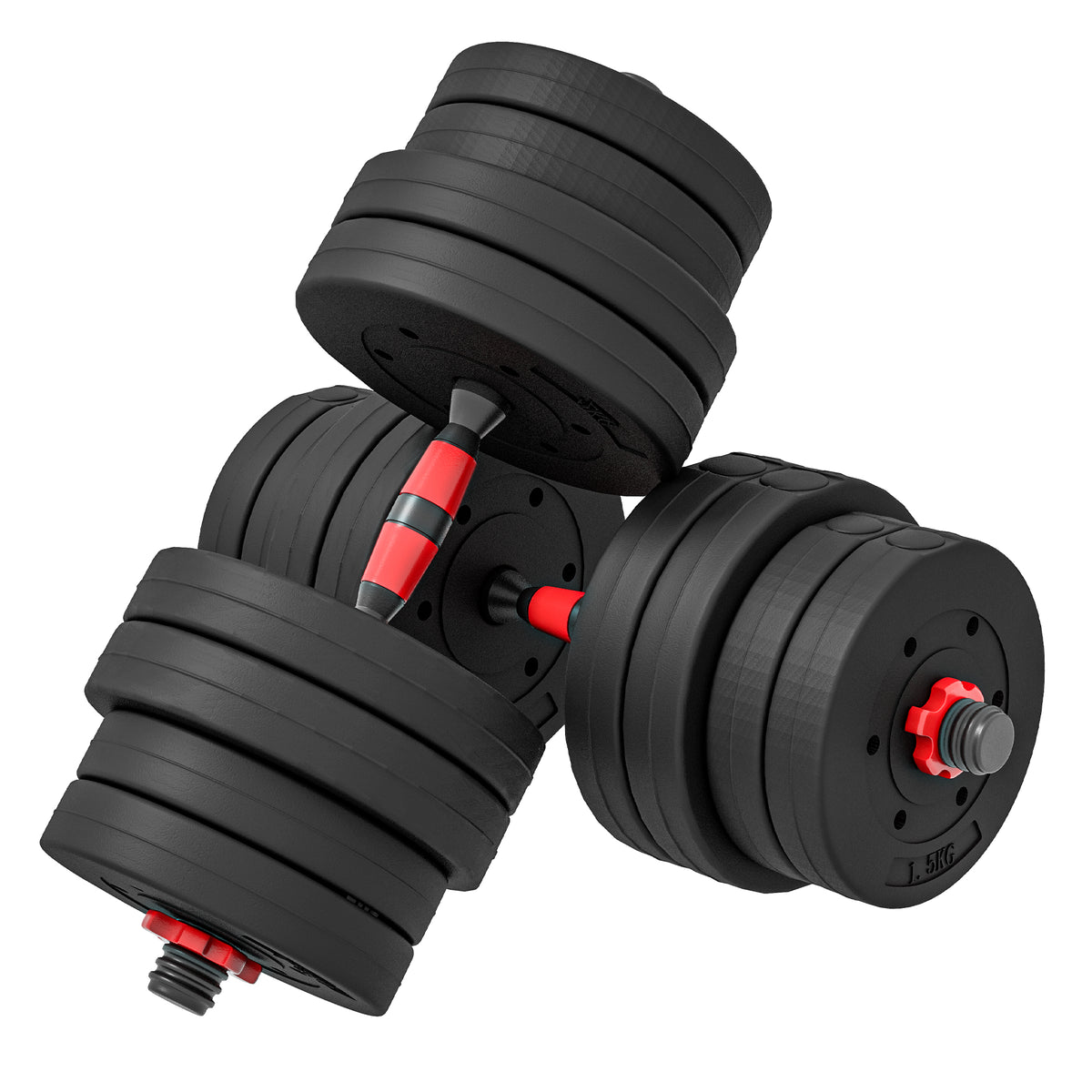 2-in-1 30 kg dumbbell set, adjustable dumbbells & barbell, professional dumbbell strength training, black