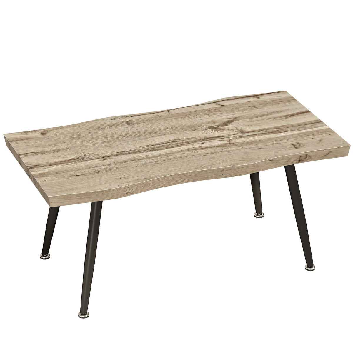 Coffee table side table with steel legs, 4 cm thick tabletop living room table 100 x 50 x 45 cm oak+black