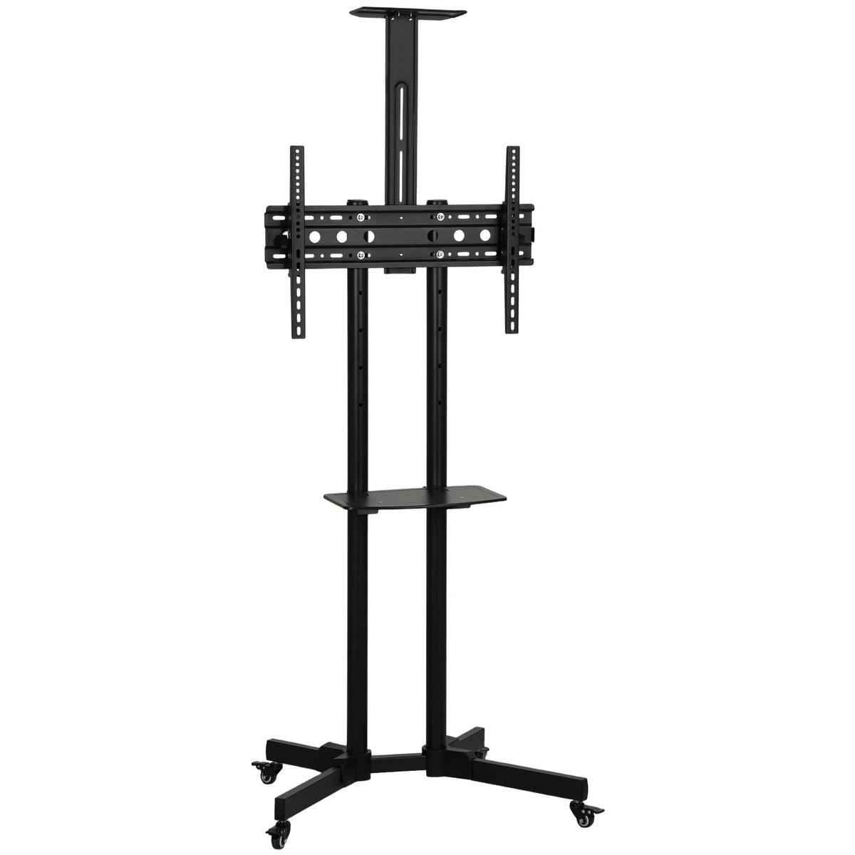 Mobile TV stand on wheels for 32-75 inch screens, tiltable and height-adjustable TV trolley, with locking