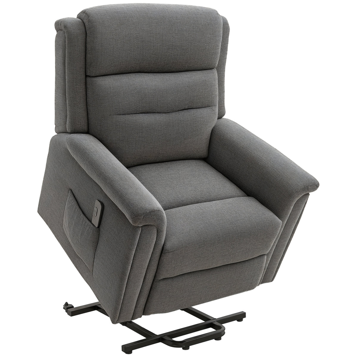 Recliner chair with lift assist incl. remote control footrest steel gray