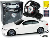 Remote-controlled BMW M3 White 2.4G Steering Wheel Remote 1:18 Sound Lights