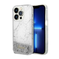 Guess Liquid Glitter Marble - case for iPhone 14 Pro Max (white)