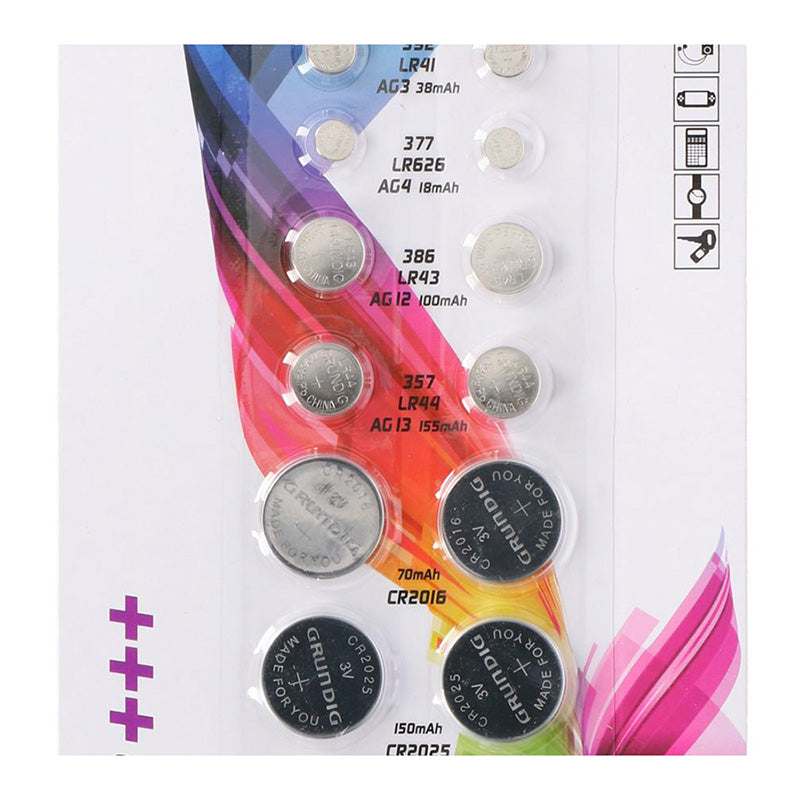 Grundig - set of AG / CR alkaline button cells, 14 pcs