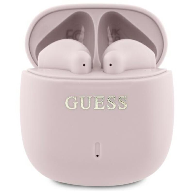 Guess Printed Classic Logo - Bluetooth TWS Earphones + Charging Case (Pink)