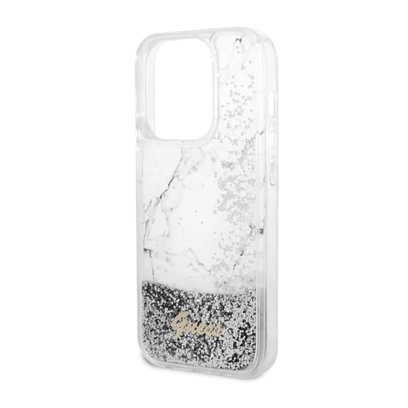 Guess Liquid Glitter Marble - case for iPhone 14 Pro Max (white) (6)