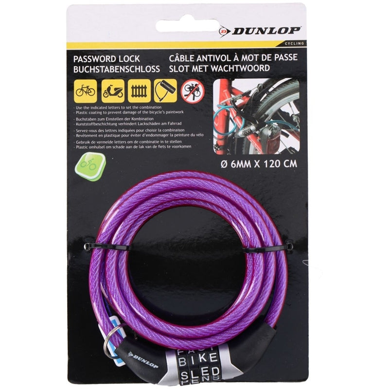 Dunlop - Combination bike lock (purple) (2)