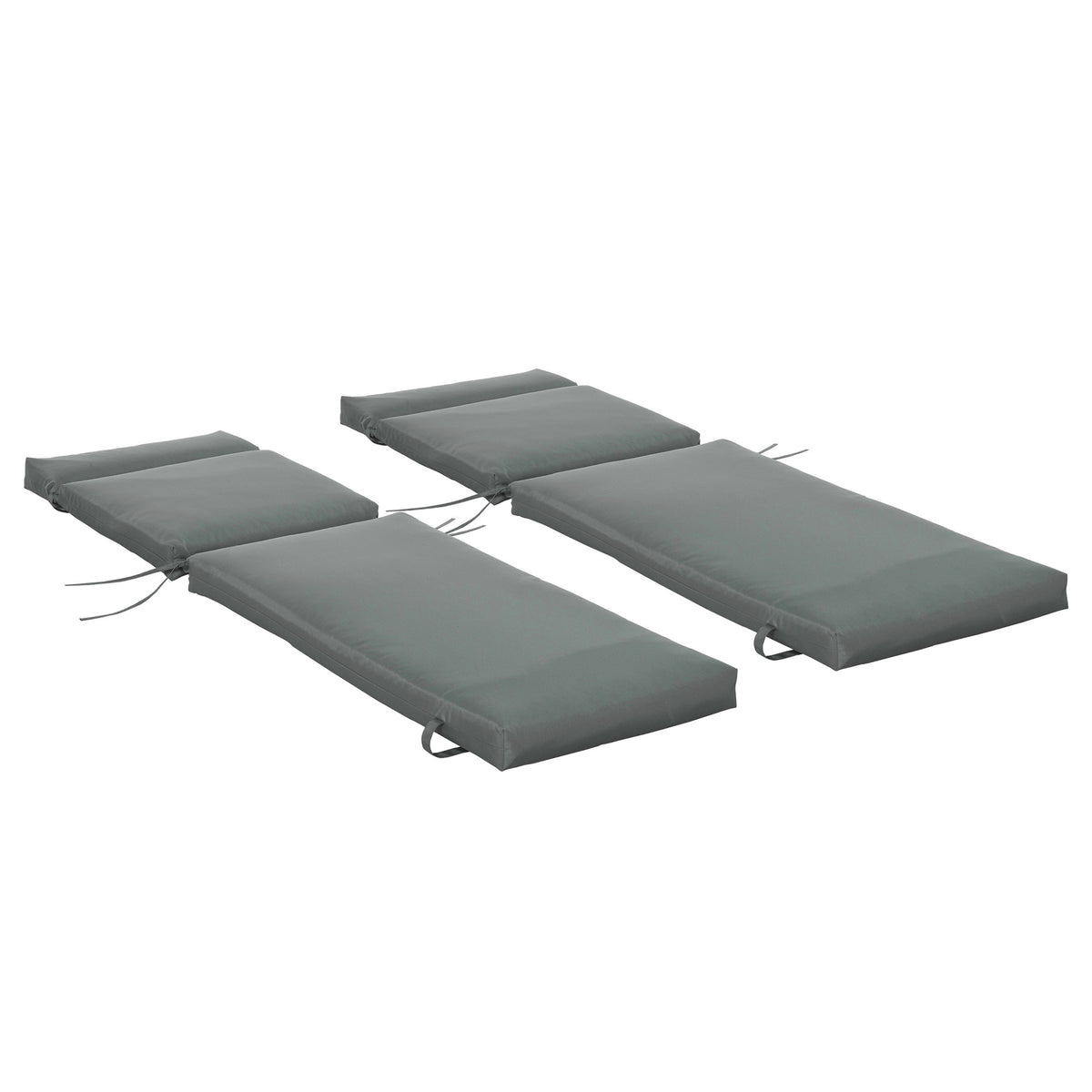 Set of 2 sun lounger cushions, extra thick 8cm garden lounger pad, dark grey, cushions ONLY