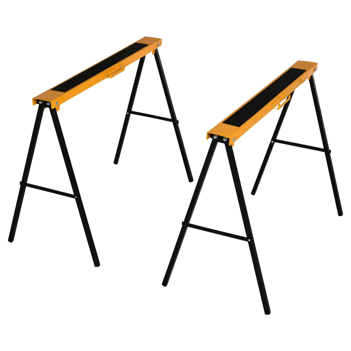 Sawhorse, trestle, support stand, foldable, non-slip, steel, orange, black, 99.5 x 50 x 78 cm, load capacity 125