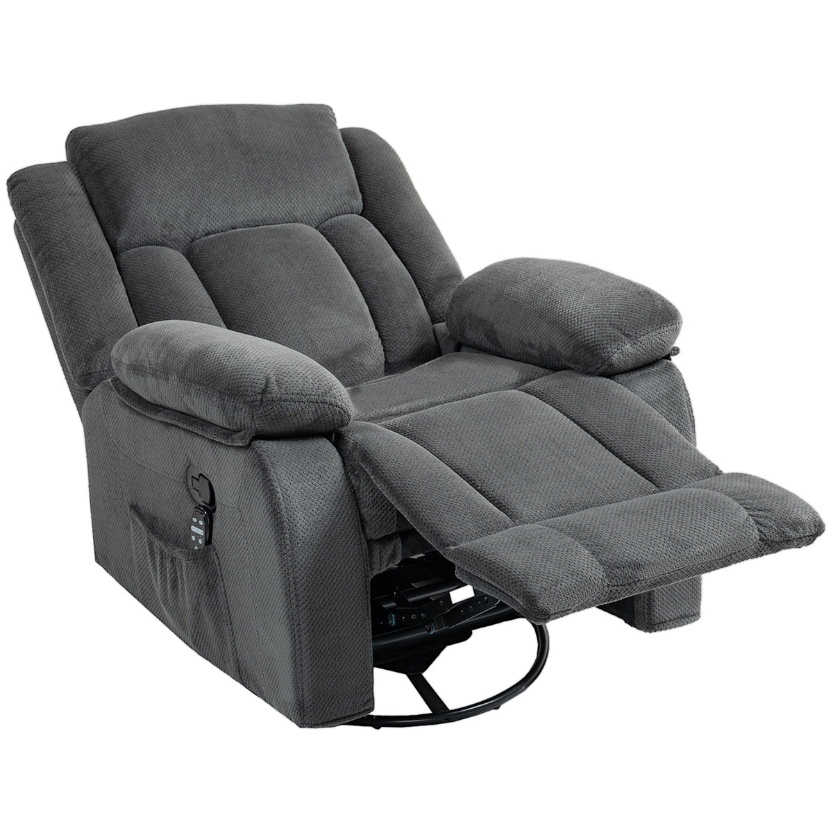 Recliner chair with vibration massage and heat, manually adjustable swivel chair with rocking function and