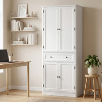 Kitchen cabinet with 4 doors, drawer and adjustable shelves for kitchen, 80 x 39.5 x 186.4 cm white (9)