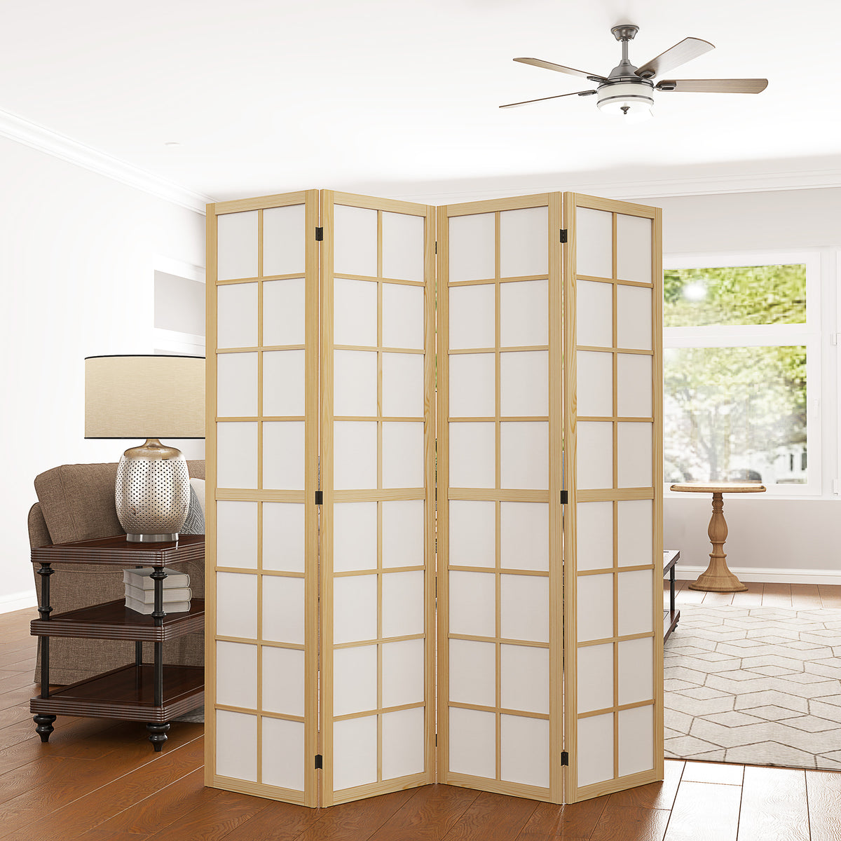 Foldable room divider, freestanding privacy screen for living room, bedroom, office, 160 x 170 cm (2)