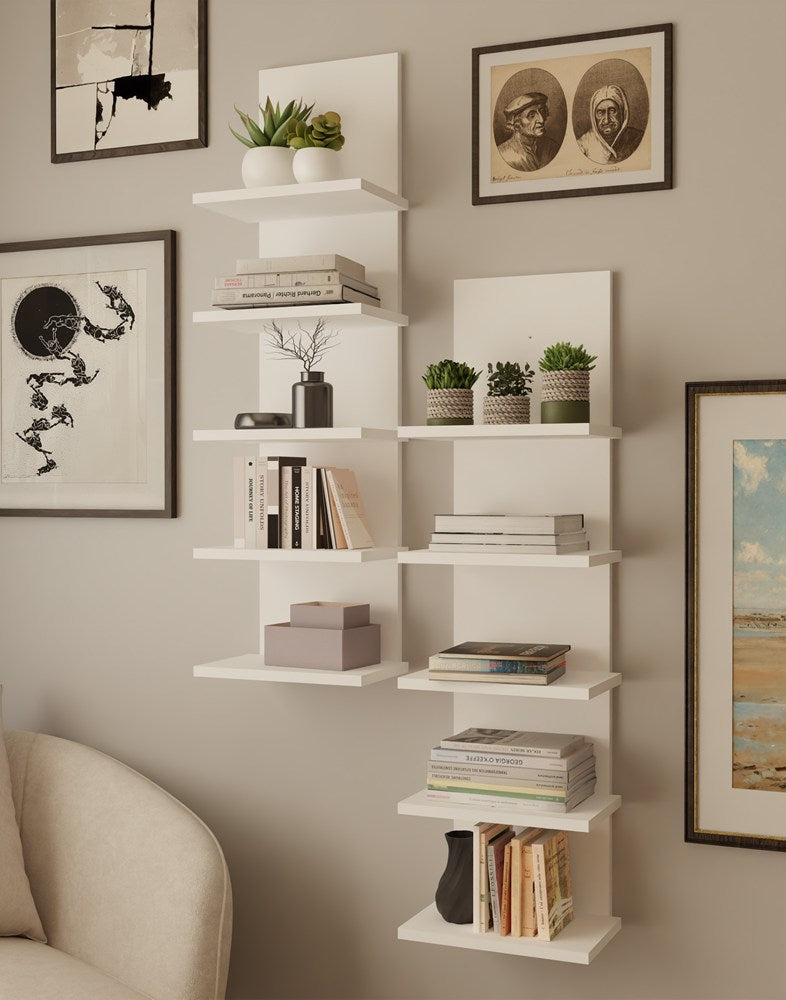 Hängeregal R5P 5 Ablagen für Bücher Büro Wohnzimmer Kinderzimmer WEISS – Produktabbildung 5