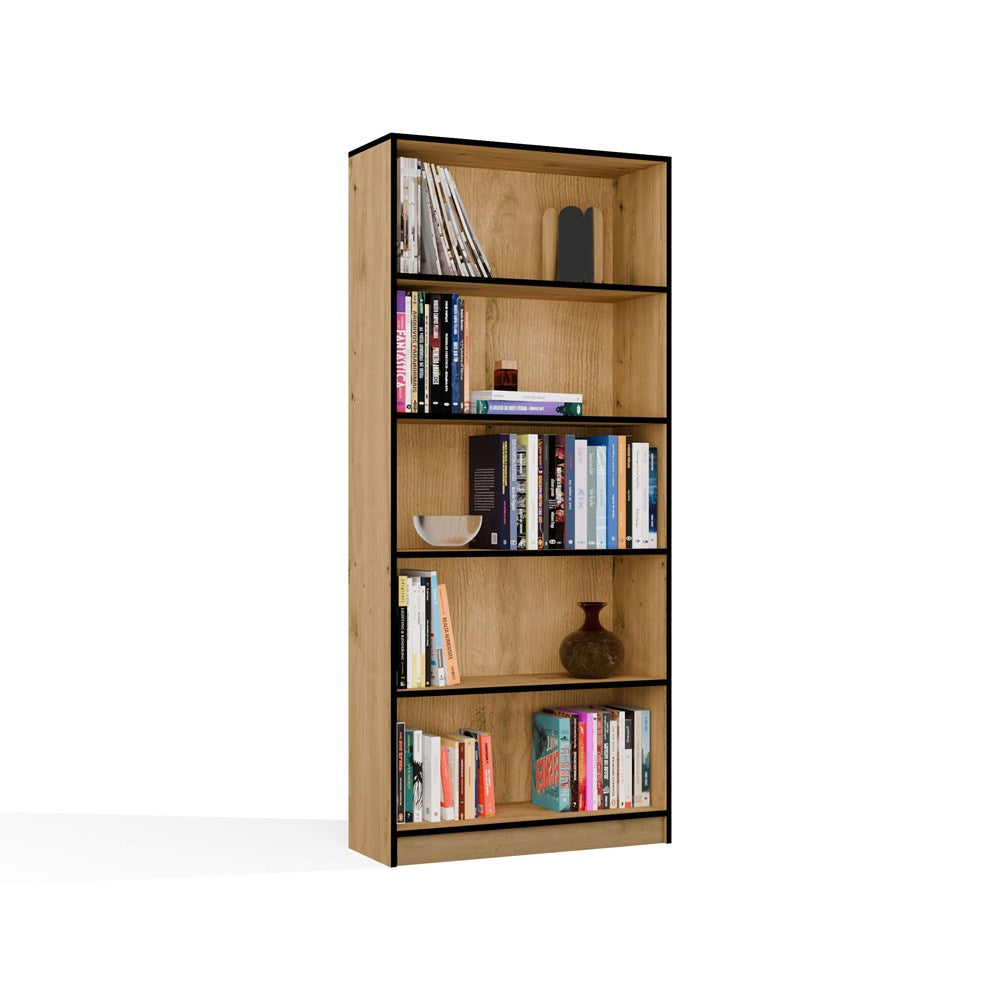 REGAL Schrank R80 für Bücher EICHE ARTISAN SCHWARZE KANTEN 5 Ablagen für Büro – Produktabbildung 8