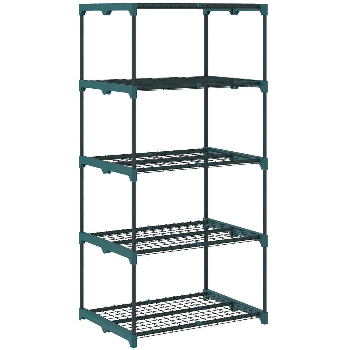 5-Tier Plant Stand, 138 cm High Flower Stand for Indoor Outdoor, Steel Plant Shelf Dark Green