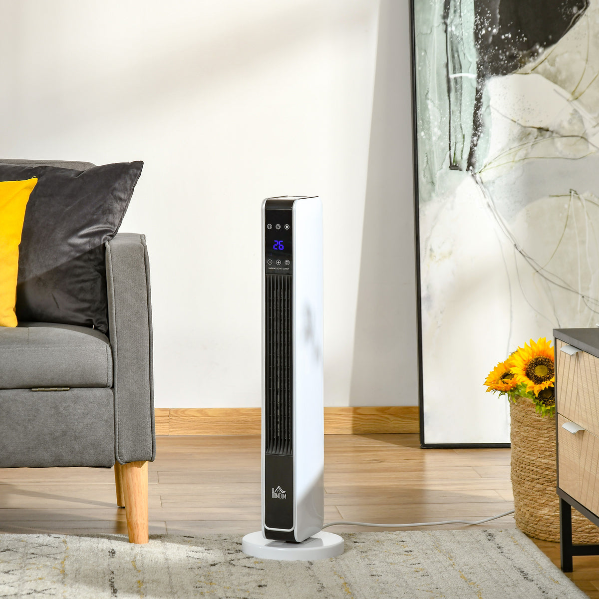 Heater Fan Heater 2200W Electric Ceramic Tower Heater with Remote Control 8-Hour Timer Oscillation Heater (2)