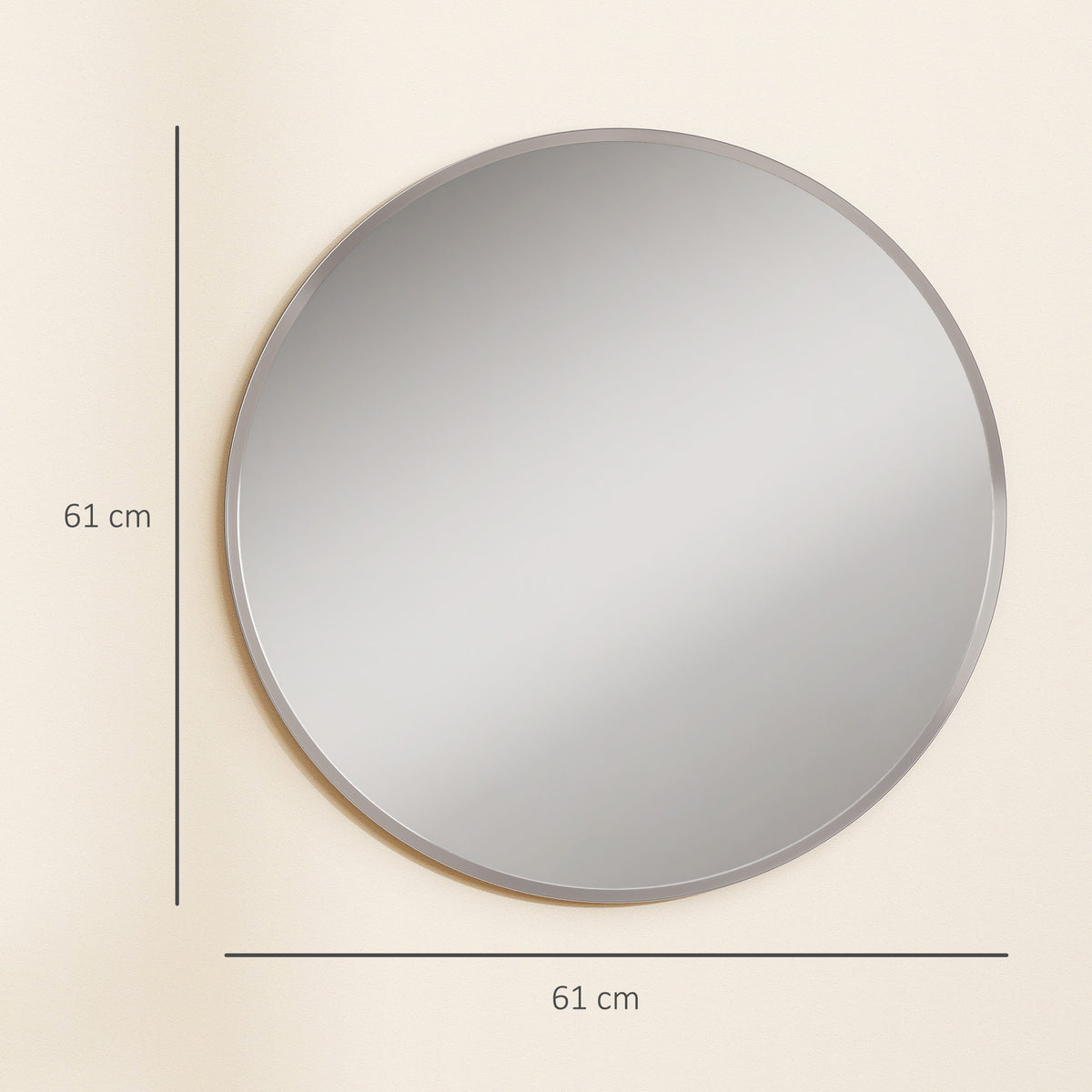 Wall mirror, modern design, 61 x 61 cm, silver (3)