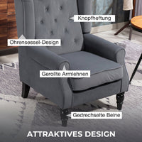 Wingback chair, reclining chair, armchair, vintage design, button tufting, turned legs, 74 cm x 86 cm x 102 cm (4)
