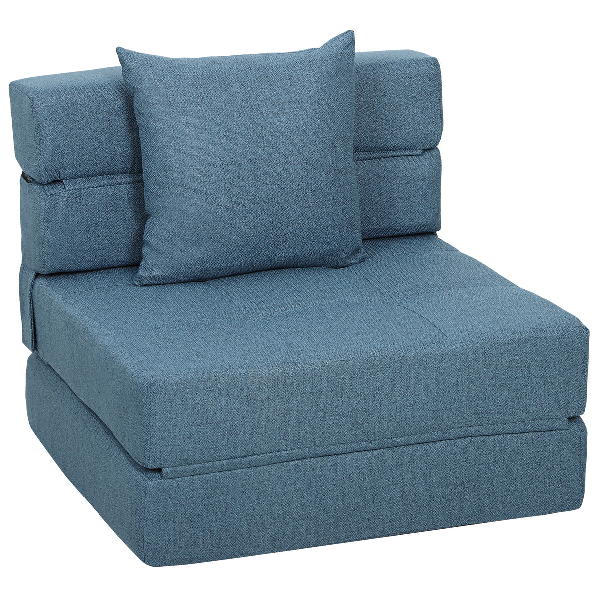 Convertible sleeper armchair, recliner, guest bed. Removable cover, 70 cm x 70 cm x 61 cm, dark blue
