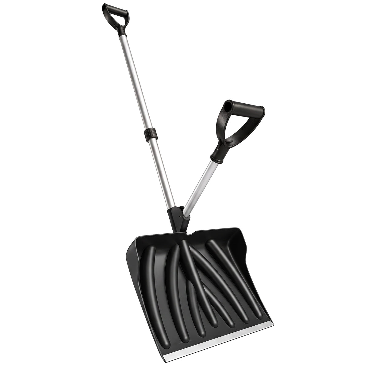 Snow pusher 45 cm wide, plastic snow shovel with ergonomic additional handle, snow clearer with aluminum handle