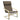 Armchair with headrest and armrests, linen-look upholstery, wooden frame, brown + natural