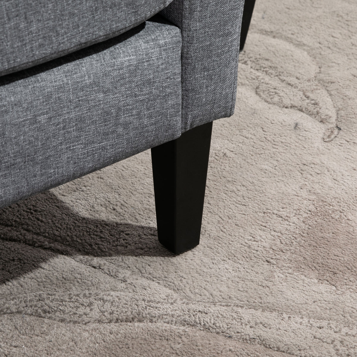 Single armchair, recliner, upholstered armchair with wooden legs, linen-look fabric, 66 x 72 x 74 cm, light grey (9)