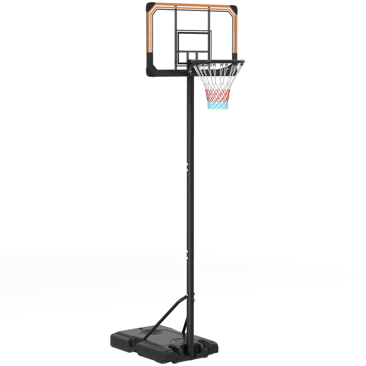 Basketball stand, height-adjustable, 182-213 cm hoop height, weather-resistant, with wheels, metal frame