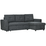 3-seater sofa with bed function, sofa bed with chaise longue, upholstered sofa, dark grey