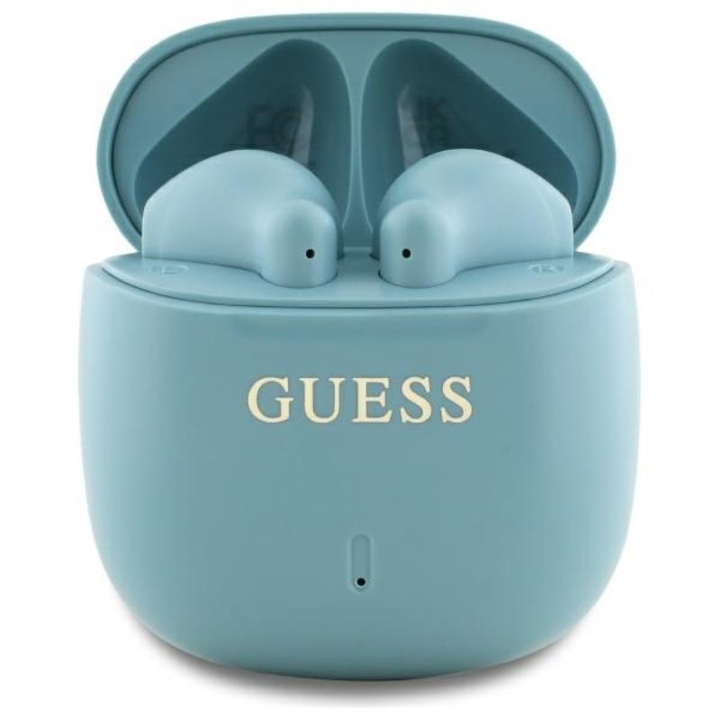 Guess Printed Classic Logo - Bluetooth TWS Earphones + Charging Case (Turquoise)
