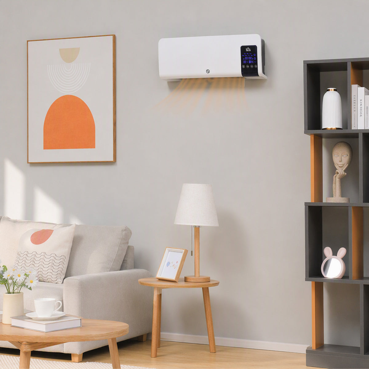Electric heater, wall-mounted, oscillation function, 2 modes, timer, LED display, white (2)