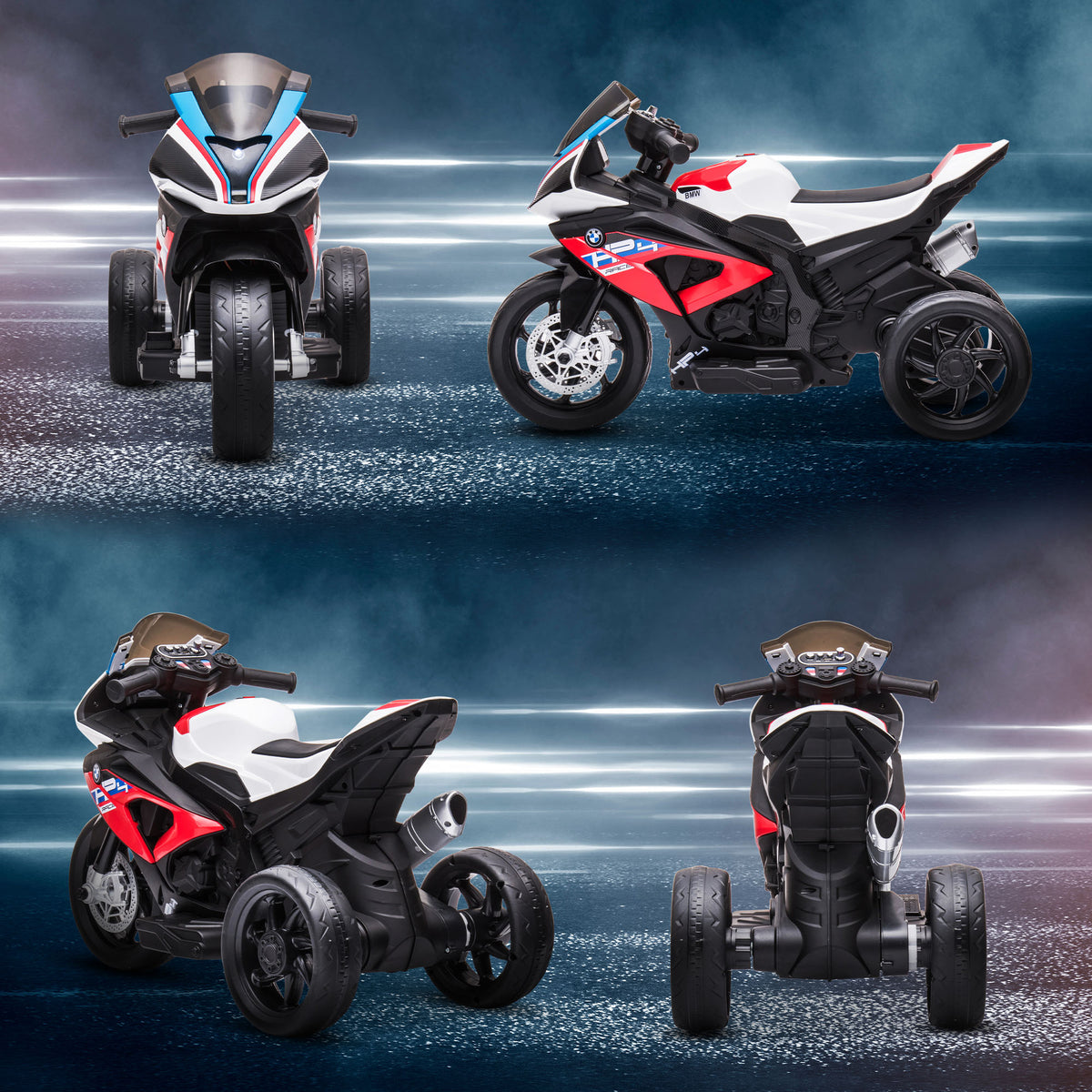 Children's motorcycle, electric motorcycle, headlights, 3 music modes, for children 1.5-5 years old, red, 82.5 x (9)