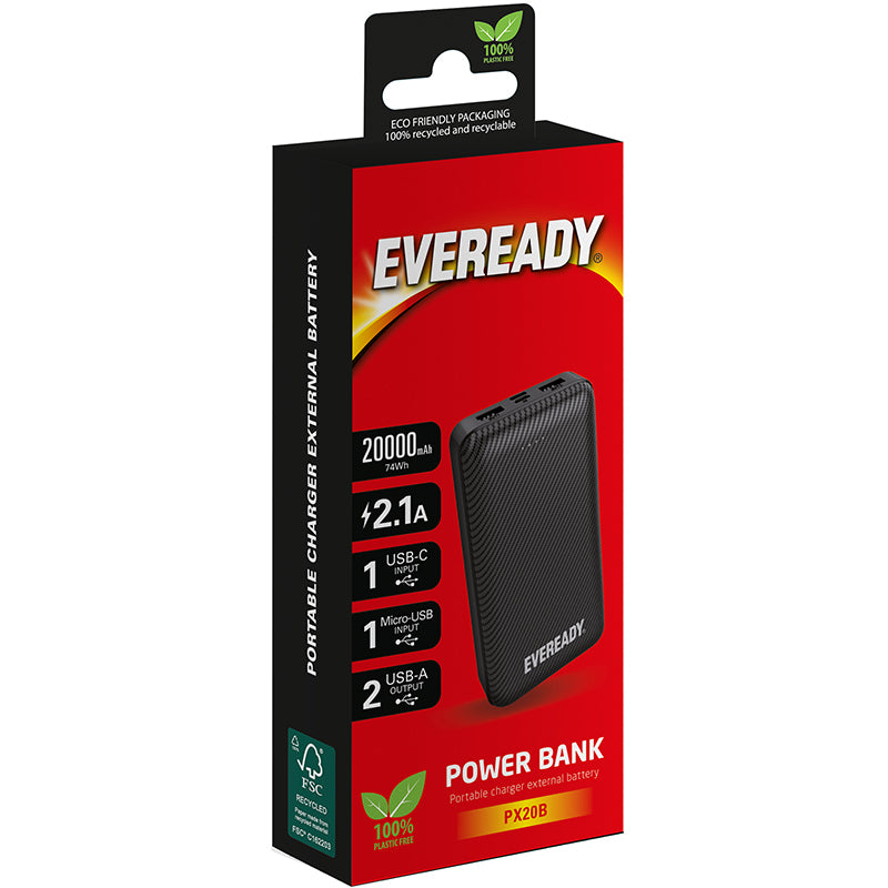 Eveready PX20B - Power bank 20000 mAh 2x USB-A (black)