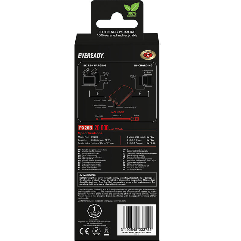 Eveready PX20B - Power bank 20000 mAh 2x USB-A (black) (6)