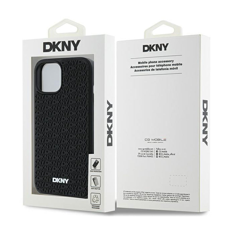 DKNY 3D Rubber Repeat Pattern - iPhone 15 Plus Case (Black) (8)
