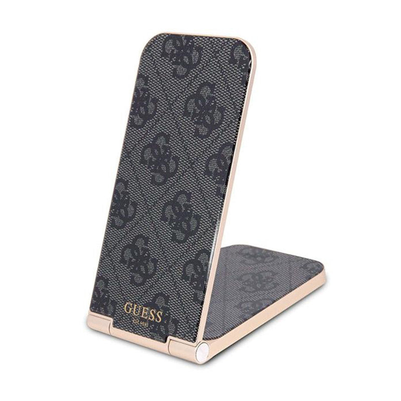 Guess 4G Pattern MagSafe - 2-in-1 foldable wireless charger with MagSafe for iPhone and AirPods 15W (black)