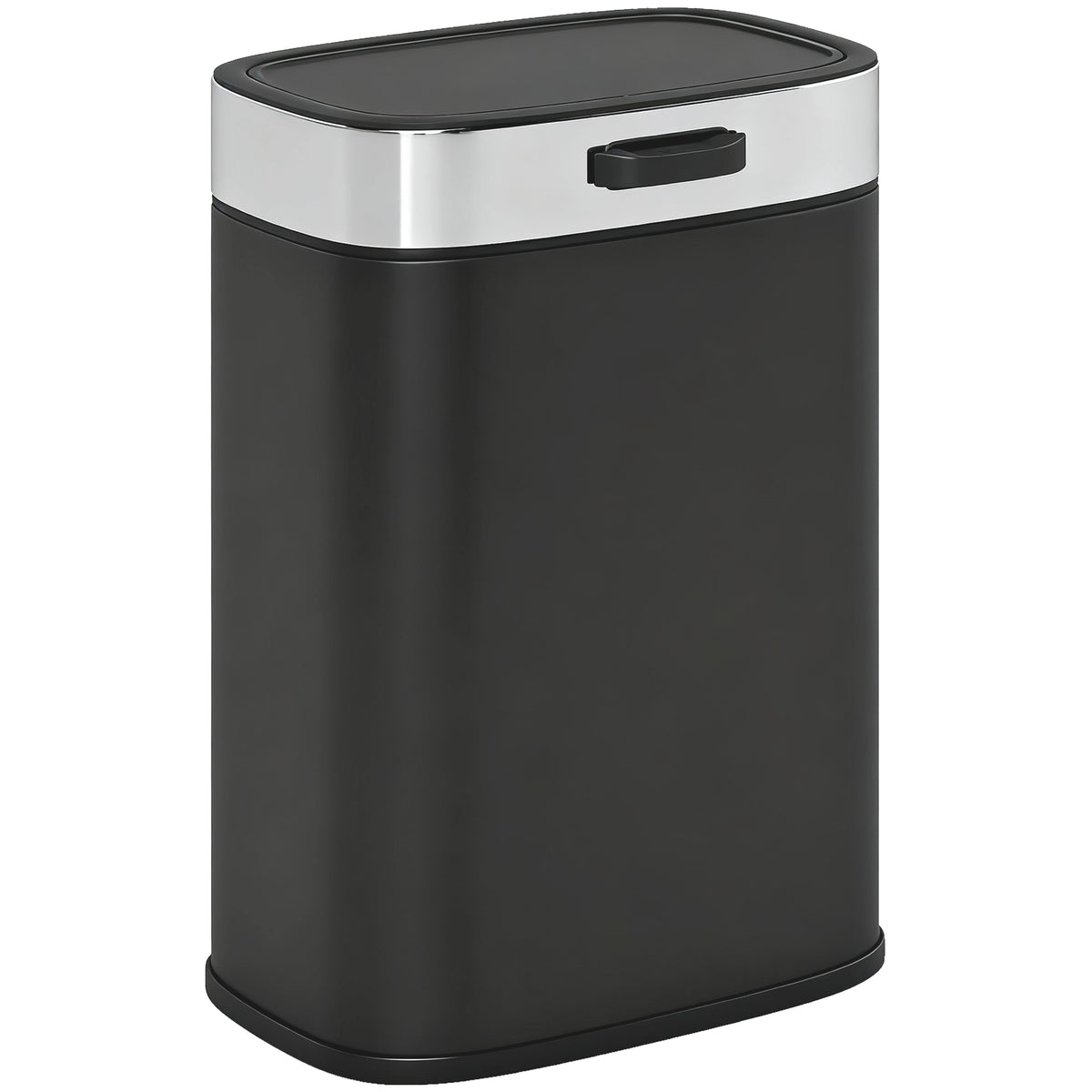 Trash can, stainless steel kitchen bin with stay-open lid, removable inner bucket, 21.5x19.5x30 cm, black