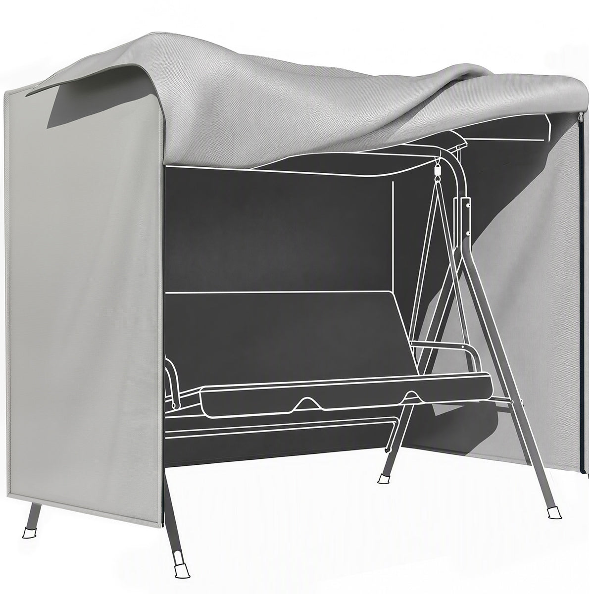 Protective cover for porch swing, tear-resistant, waterproof, dustproof, polyester, 177 x 114 x 152 cm, gray