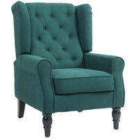 Elegant wingback chair, thickly upholstered, removable cover, 74 x 86 x 102 cm, dark green