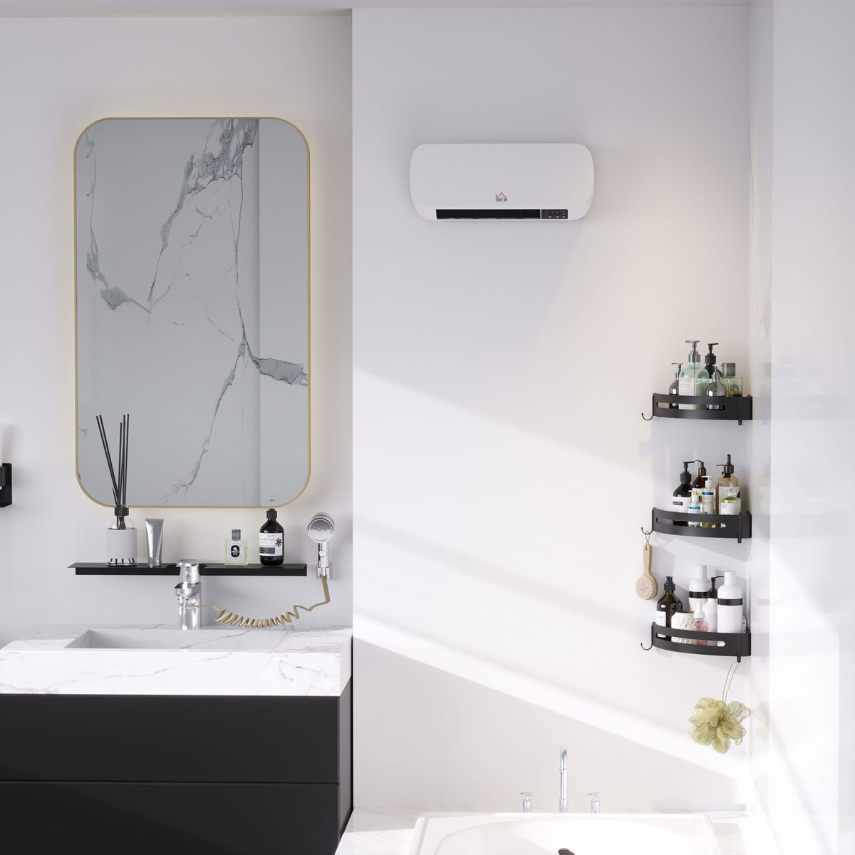 Wall-mounted fan heater 2000W with remote control, 2 heating modes, LED display, 12h timer for bathroom (2)