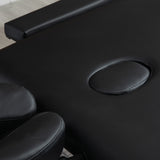 Massage table, 2-section foldable massage bed with faux leather, headrest, armrests, carrying bag (9)
