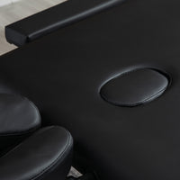 Massage table, 2-section foldable massage bed with faux leather, headrest, armrests, carrying bag (9)