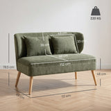 2-seater sofa, small chenille sofa with wingback, thick seat, rubberwood legs, dark green (3)
