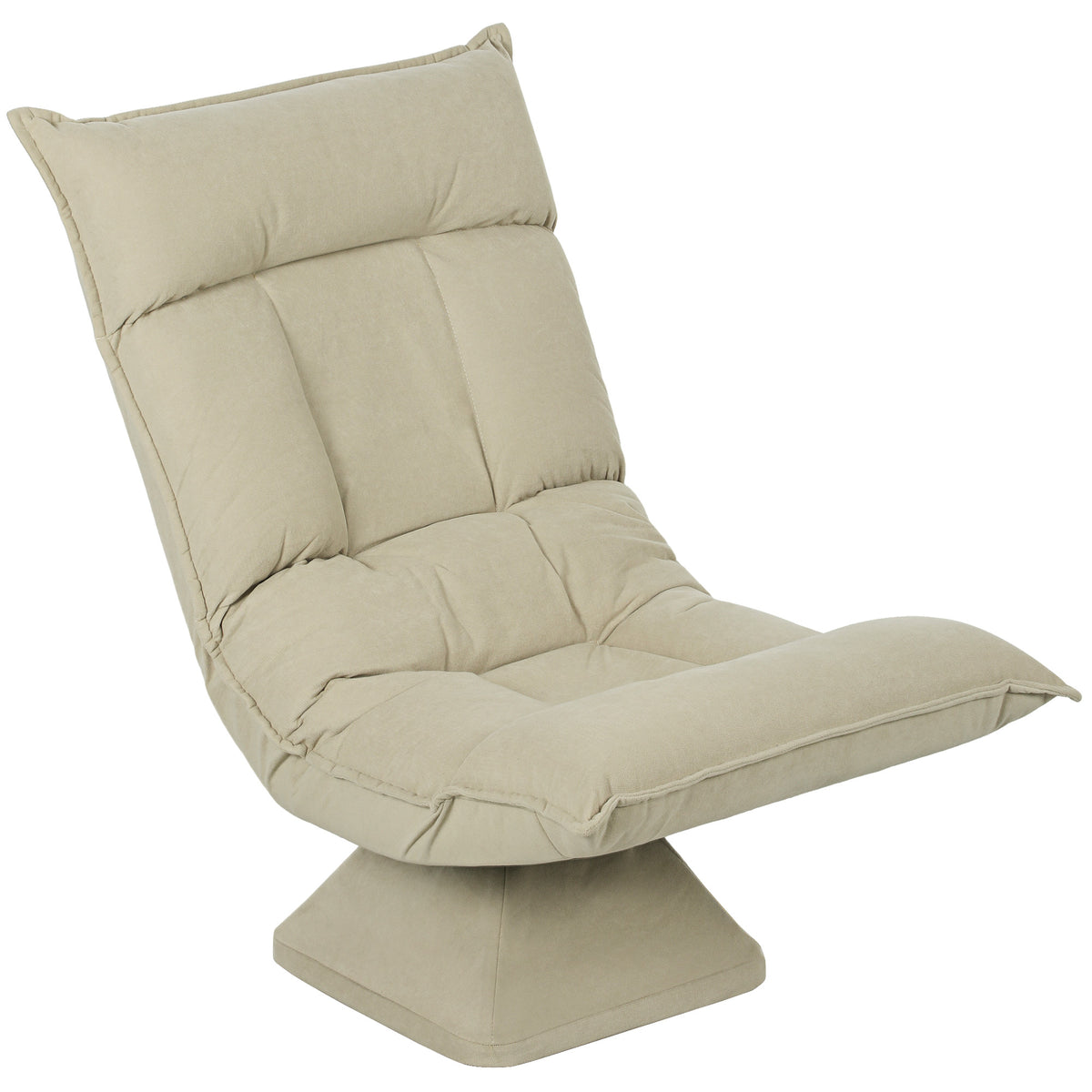 Floor chair with 5-position adjustable backrest, swivel, modern upholstered chair, beige
