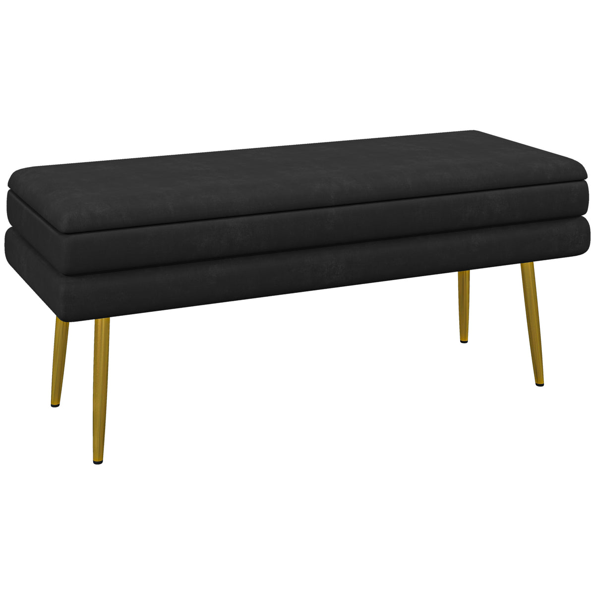 Bench upholstered bench, with storage space, steel, 100 cm x 37.5 cm x 42 cm, black